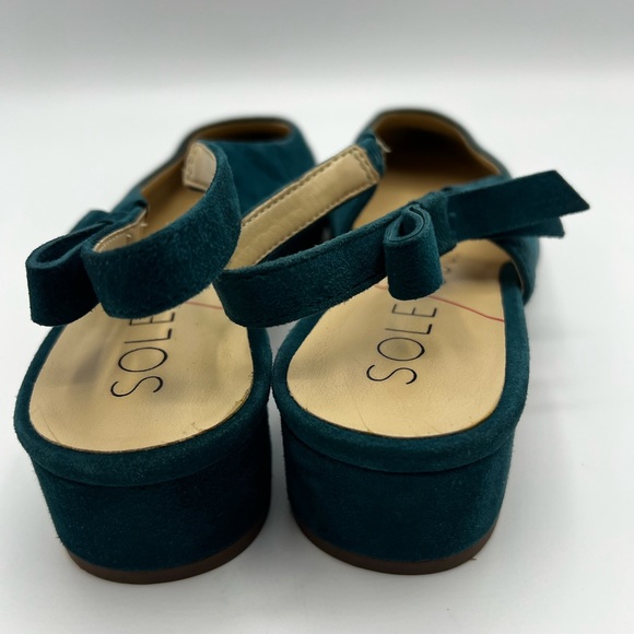 Sole Society Women’s Suede Blue Pointed Toe Sling Back Low Block Heel Shoes 6.5M - Picture 7 of 9